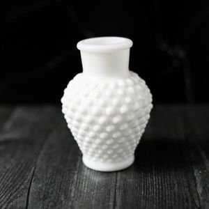 Vintage hobnail white milk glass small bud vase Fenton?
